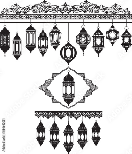 Ramadan spiritual masjid silhouette artwork featuring peaceful moonlit architecture, elegant minarets, serene night sky glow, minimalist black and white harmony expressing devotion, purity and sacred 