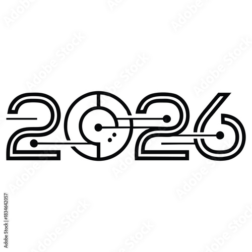 Celebrate 2026 with this stylish geometric number design element for new year