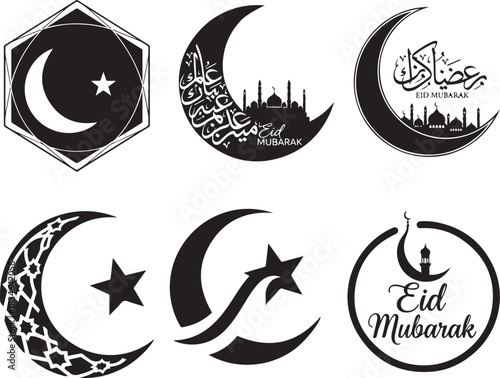 Ramadan spiritual masjid silhouette artwork featuring peaceful moonlit architecture, elegant minarets, serene night sky glow, minimalist black and white harmony expressing devotion, purity and sacred 