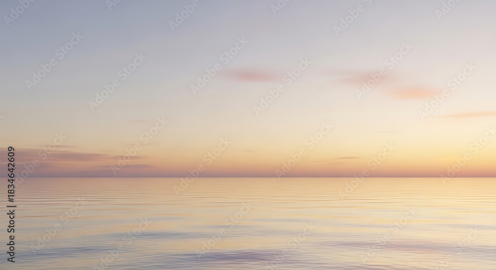 Obraz premium Peaceful horizon over calm water during a soft and serene sunset