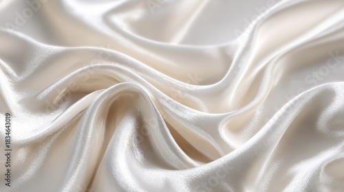 Elegant silky cloth with soft, gentle folds, creating a luxurious and flowing aesthetic. The folds have a glossy appearance, hinting at a smooth and soft texture, Cloud Dancer