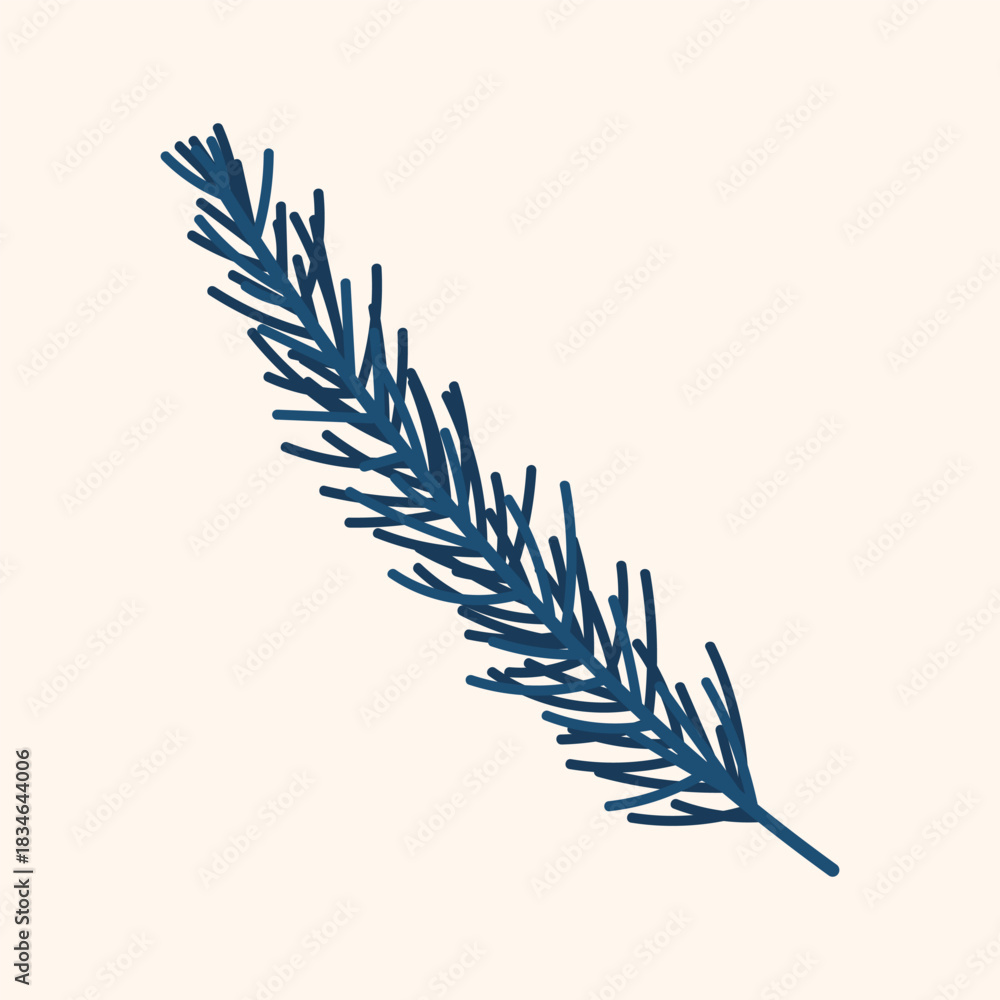 Fototapeta premium Branch of pine. Winter plant. Winter branches and leaves. Winter floral elements. Holiday decoration. Vector illustration