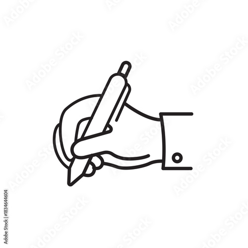 Hand Writing with Pen Outline Vector Icon