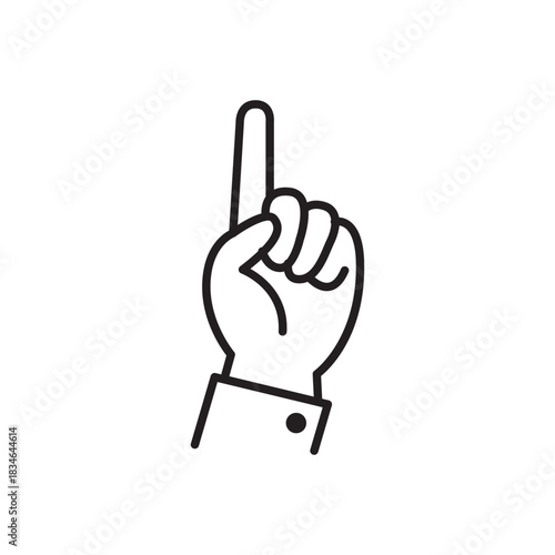 Line Art Hand Pointing Upward Icon