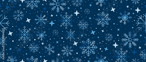 Snowflakes seamless pattern. Falling snowflakes. Winter holidays theme. Seamless background with snowflakes. Snowfall. Vector illustration