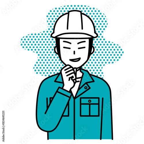 悪巧みをする作業員の男性