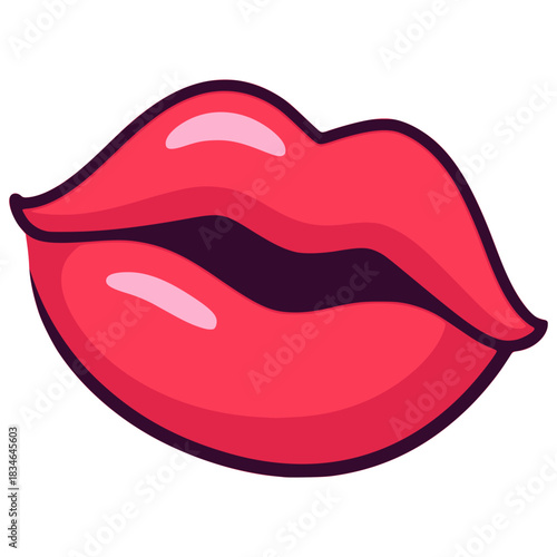 Female mouth red lipstick kiss flat color vector illustration template design
