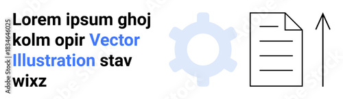 Workflow, process management, business strategy, digital tools, data organization, and productivity. Gear with text, document and arrow. Workflow and process management concept