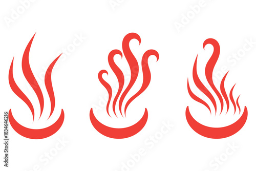 Doodle smoke icons set. Water steam symbols. Hand drawn hot vapors. Line air smell symbols. Doodle fire smoke icons. Vector illustration isolated on white background