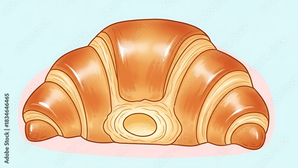 Fototapeta premium Delicious Croissant Illustration A Freshly Baked Pastry Delight, Perfect for Breakfast or Brunch