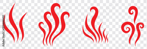 Smoke steam icon set vector hot aroma heat design on transparent background