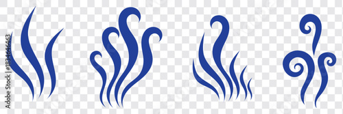 Smoke steam icon set vector hot aroma heat design on transparent background