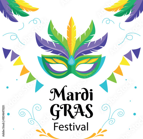 Colorful carnival traditional costume accessory illustration vector