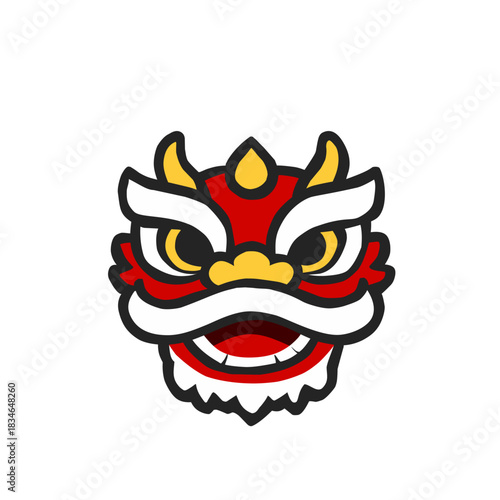 Lion Dance Mask in Festive Cartoon Style for Lunar Celebration