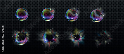 Digital painting physics liquid spheres realistic illustration vector