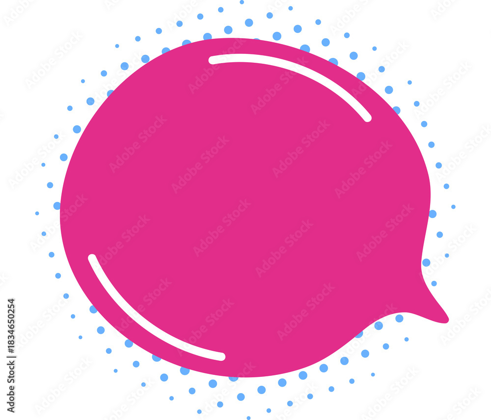 Naklejka premium Magenta speak comic bubble pop art design with halftone dots, cute flat raster element