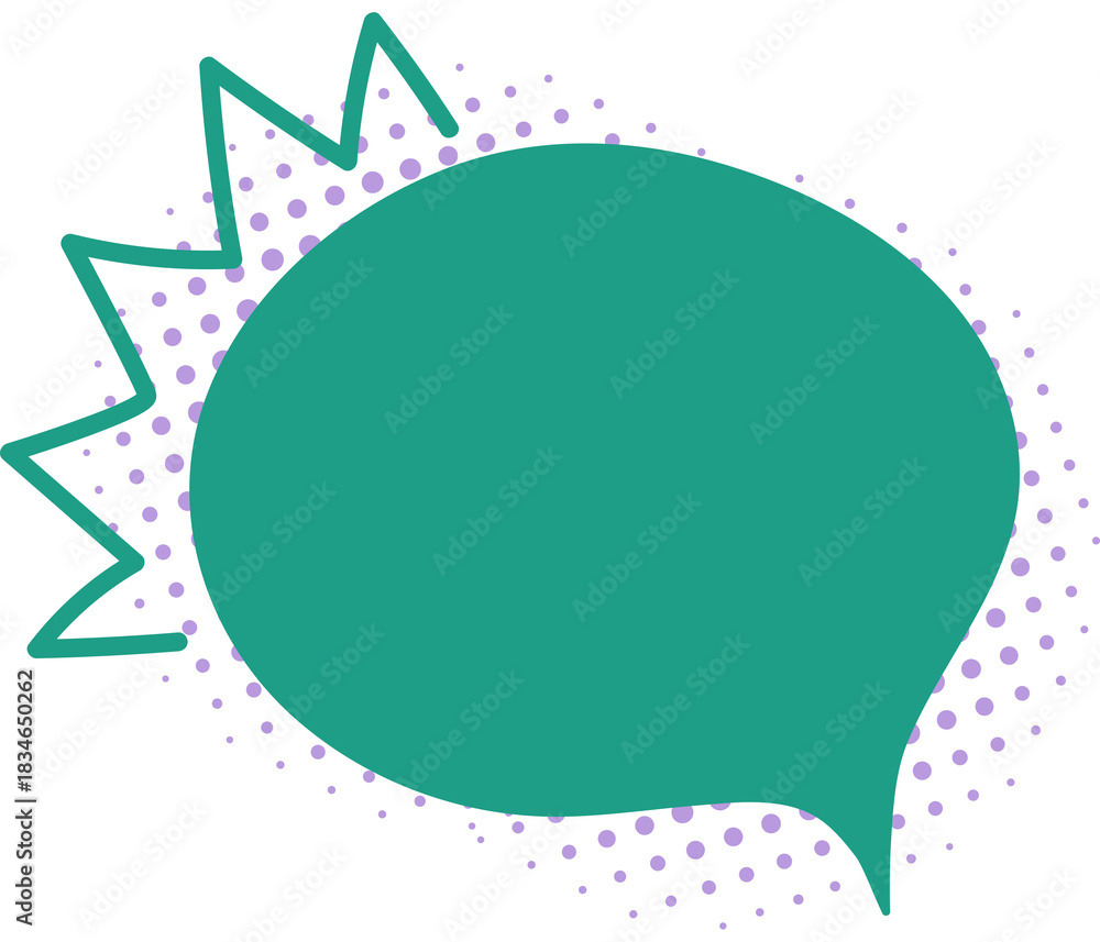 Naklejka premium Cute dialogue speech bubble with naive doodle expression, pop art cartoon bubble with halftone shadow,