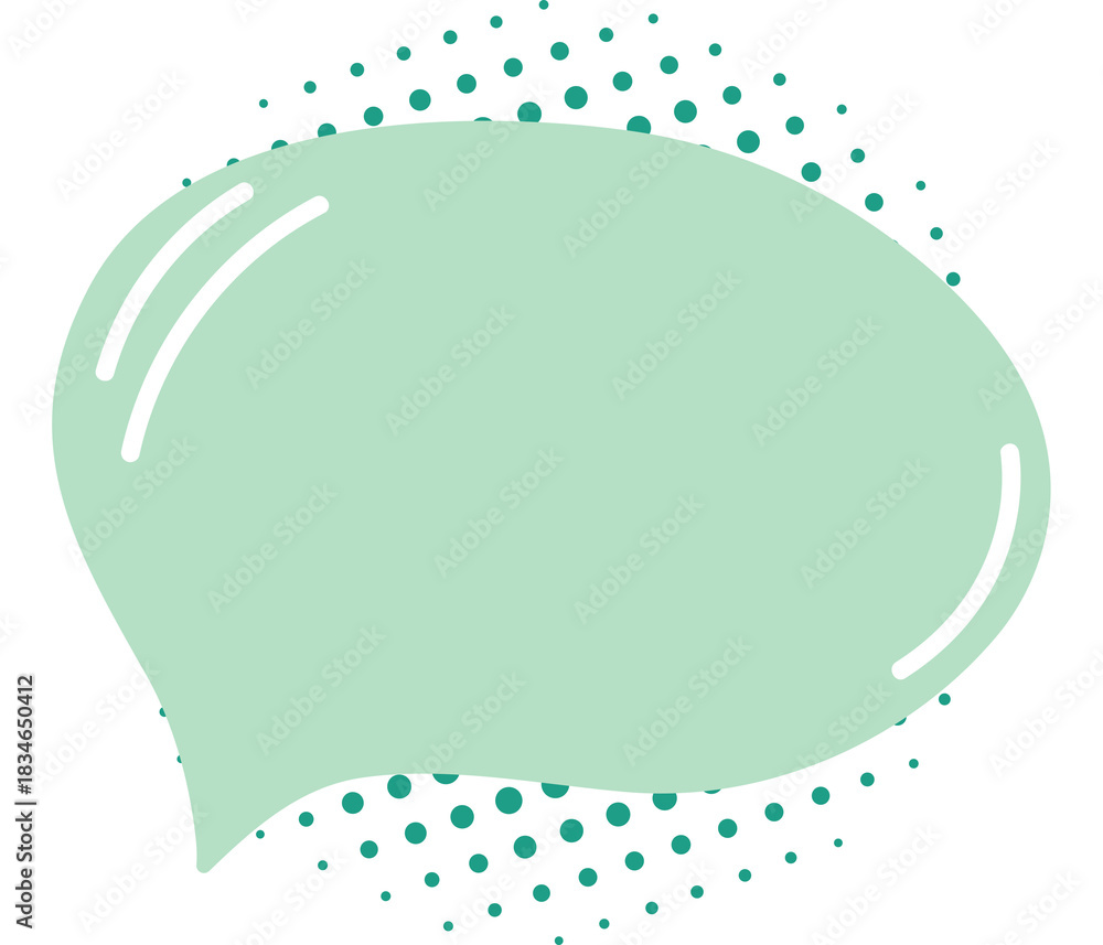 Obraz premium Message mint green balloon pop art bubble, flat simple icon with dots decoration, isolated cute sticker for media banner