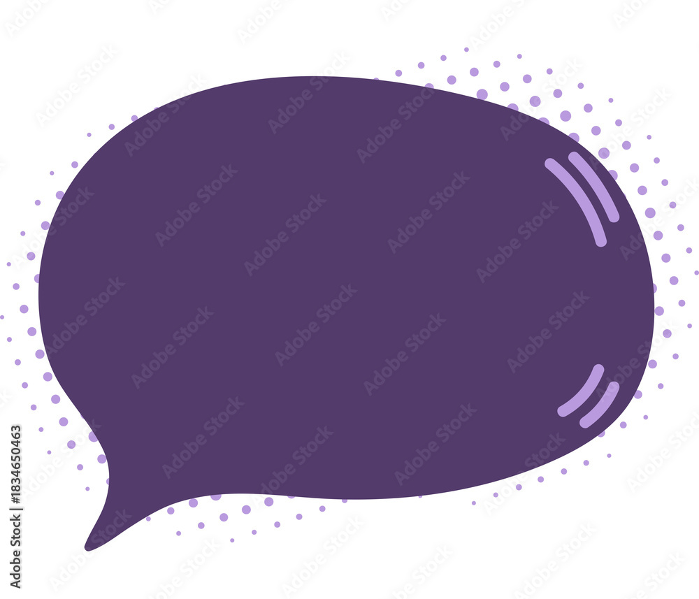 Naklejka premium Speech communication bubble, purple pop art clipping with halftone dots, isolated cartoon box for banner design