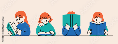Illustration of children reading, World Book and Copyright Day