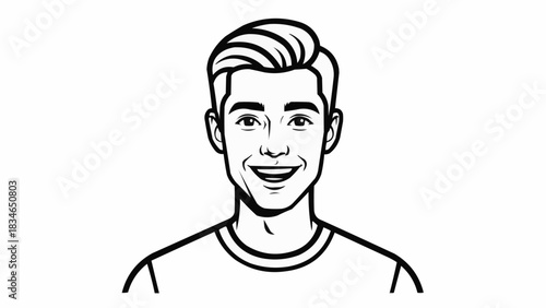 Smiling Man Portrait - Clean Line Art Illustration.