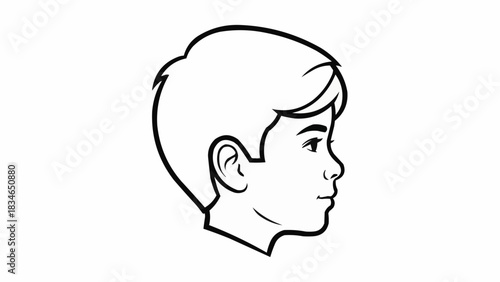Young boys profile portrait with detailed hair and facial features.