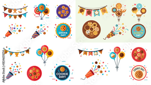 Cookie Festival Party Icons – Vivid Modern Flat Collection