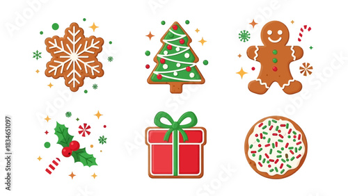 Holiday Cookie Day Icon Set – Festive Modern Flat Design