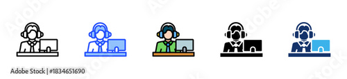 Call Center Icon Collection With Multiple Styles