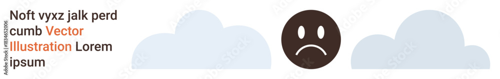 Fototapeta premium Mental health, depression, loneliness, emotional stress, mood swings, sadness awareness. Image of a frowning face between clouds. Mental health and depression are