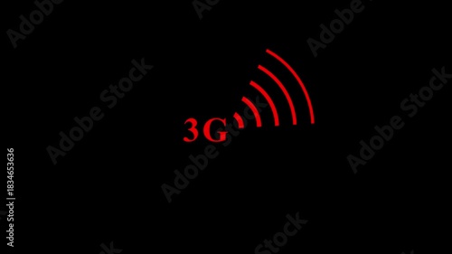 the Animated 3g network icon design in flat icon. Technology concept icon. 3g network. black background icon