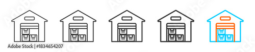 warehouse icon set multiple style collection	