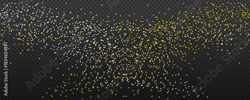 Gold magic glitter dust light with star shine. Golden flare shine in black background. Luxury Christmas stardust powder explosion. Flying abstract yellow firefly spray trail and flash swirl line