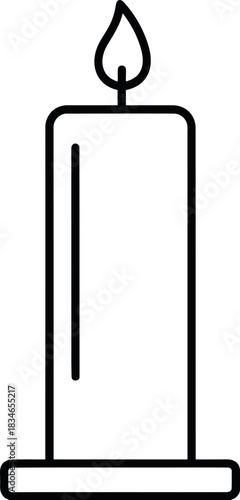 Simple line art illustration of a single candle with a flat base