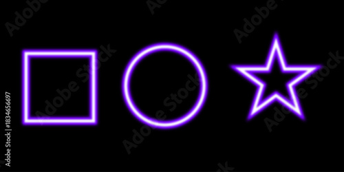 Neon Glowing Line Abstract Background. Colorful Neon Stocke Digital Design. Vibrant neon square frame sets isolated on dark background, perfect for posters, web design, and creative projects.