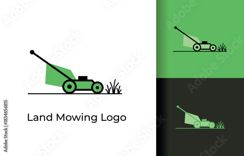 Minimalist Green Lawn Mower Service Logo Icon