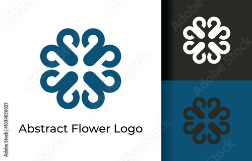 Elegant Abstract Blue Flower Petal Logo Icon