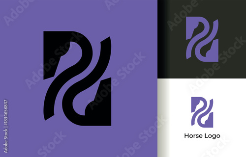 Modern Intertwined Purple Equine Symbol Vector Logo