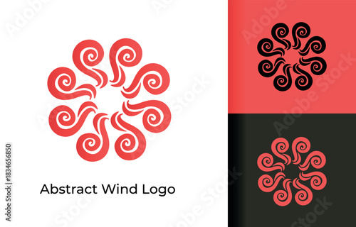 Stylized Circular Wind Energy Logo Design Template