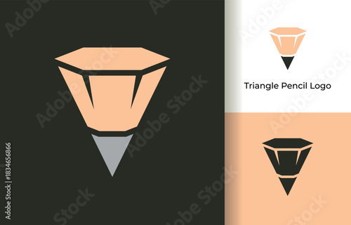 Abstract Geometric Pencil Tip Logo Vector Design