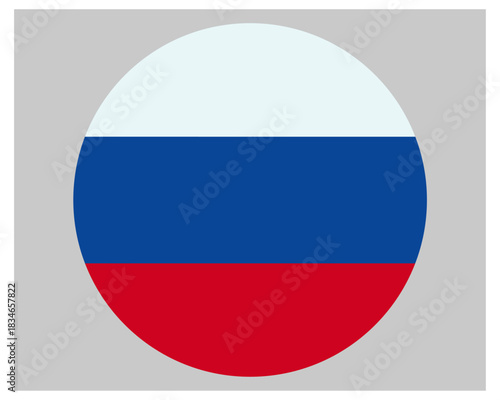 Circular russian flag graphic on neutral background illustration isolated on white background, Vector