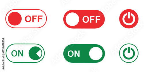 Power icon set. On off power button icon. Switch on switch off icon, vector illustration.Shutdown icon set, power icon, on off sign. Vector illustration flat editable set of illustration
