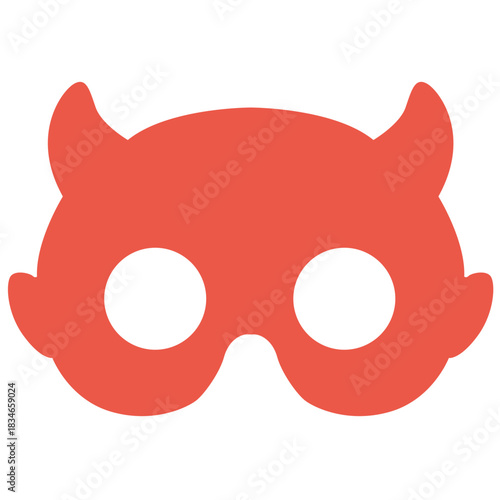 Cute red devil mask icon, perfect for Halloween, costume parties, or illustrating bold, playful, and mischievous character designs.