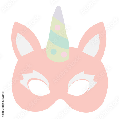 Cute pastel unicorn mask icon, perfect for gentle, celestial parties, or illustrating calm, magical, and minimalist character art.