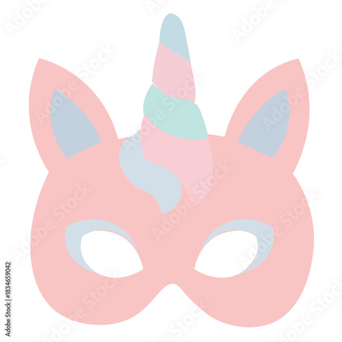 Cute pink unicorn mask icon, great for princess, dreamy parties, or illustrating soft, romantic, and playful character designs.