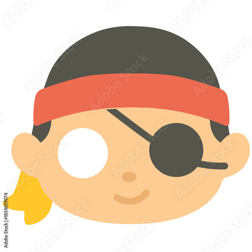 Cute pirate mask icon, great for adventure, treasure parties, or illustrating bold, playful, and swashbuckling character designs.