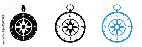 Find your way with compass navigation icons for direction,Vector art of compass icon,Compass icon. Black vector illustration.,Compass icon set. Vector illustration.
