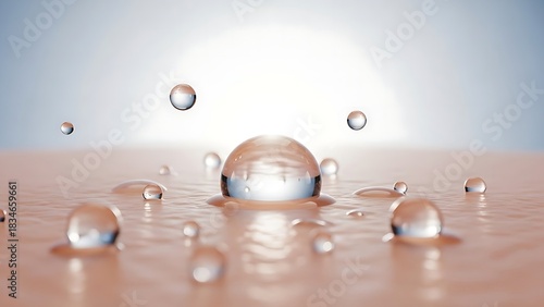 Close-Up of Hydrating Water Droplets on Human Skin Surface