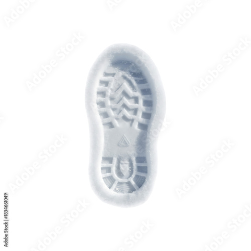 Footprint in snow, winter trace