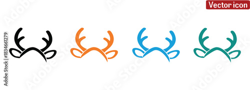 Playful reindeer antlers icons festive holiday designs,Deer horns silhouettes vector. Reindeer antlers collection. Deer horn vector icons.
